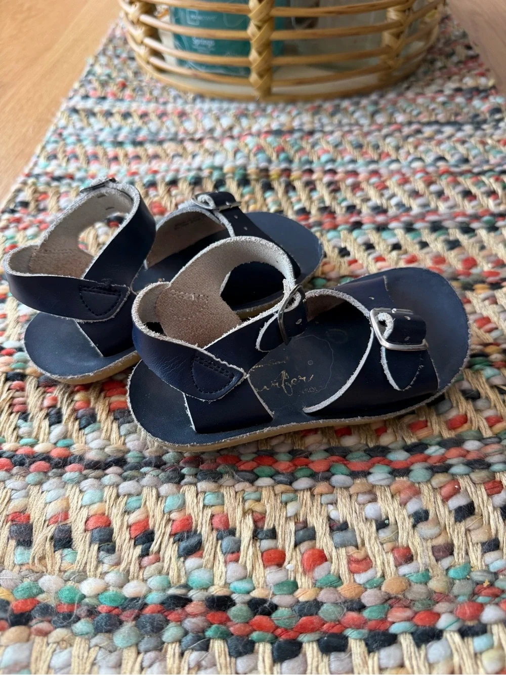 Salt Water Sandals by Hoy Navy Blue Double-Buckle Kids Sandals